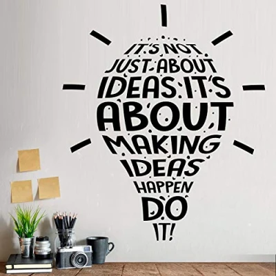 Image of Wall4Stickers Light Bulb Ideal Office Vinyl Motivational Sticker Decal Decor Love Art Mural Wall Sport Graphic Lettering