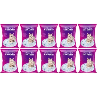 Image of FabFinds Cat Litter Antibacterial Silica Gel Non clumping Long Lasting Odour Control Dust Free 3.8L (10 Pack)