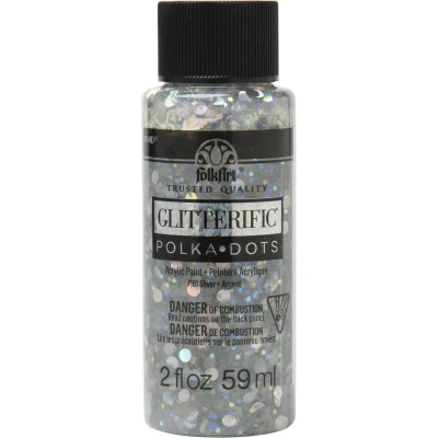 Image of Folkart Glitterific Polk A Dots Paint 2oz Silver