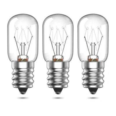 Image of BrightWish Oven Bulb E14 25W 300C, Salt Lamp Light Bulb, Small Screw Incandescent for Oven, Microwave, Fridge 2700K Warm White, Pack of 3
