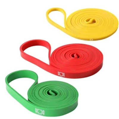 Image of KK Resistance Bands, Pull Up Bands For Men &amp; Women, Fitness Exercise Stretch Workout In A Variety Of Strengths (Set: Yellow + Red Green)