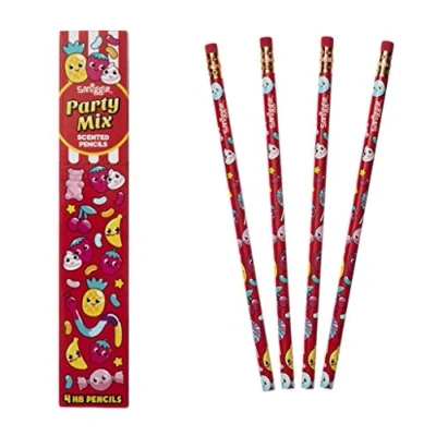 Image of Smiggle Pencils x 4 Pack Scented HB Wooden With Eraser Top (Party Mix)