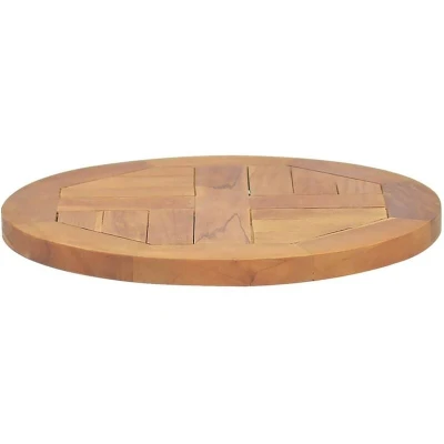 Image of vidaXL Solid Teak Wood Round Table Top 2.5 cm Thick, 40 Diameter Brown, Fine sanded Finish for Dining Room and Kitchen