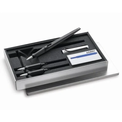 Image of LAMY Joy AL 011 Calligraphy Set in Black and Aluminium with Ink Cartridges
