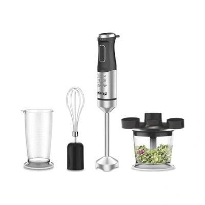 Image of Hand Blender, 4 in 1 Stick Blender 1000W, 2 Blending Speeds, 304 Stainless Steel Blades, BPA Free Plastic Beaker, for Baby Food, Smoothies, Soup (Black03)