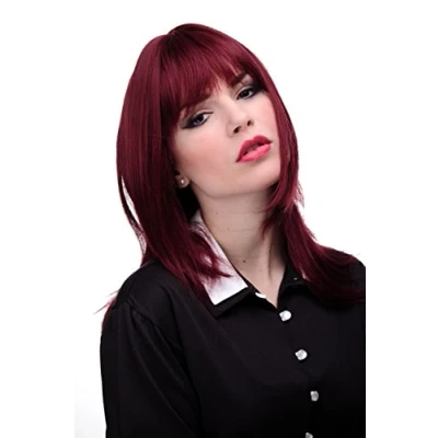 Image of Wig ME UP 3003 39 Lady Quality long medium length naugthy bangs (can part to side) straight layered aubergine red approx 19,5inch
