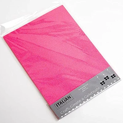 Image of Italian Options 250GSM Non Shed Glitter Card Craft Paper 10 Sheets, A4 Size, Neon Pink