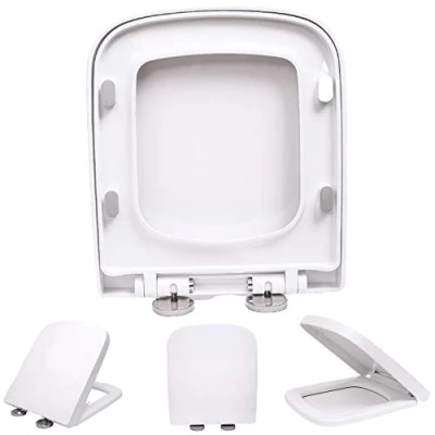 Image of Luxury Quick Release Soft Close Toilet Seat Top Fix Easy Clean Bathroom with One Set Free Fixing Hinges (S Shape)