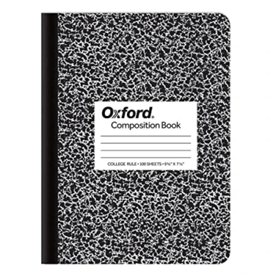 Image of Oxford Composition Notebook, College Ruled Paper, 9 3/4&quot; x 7 1/2&quot;, Black Marble Covers, 100 Sheets, 1 Book (63796)
