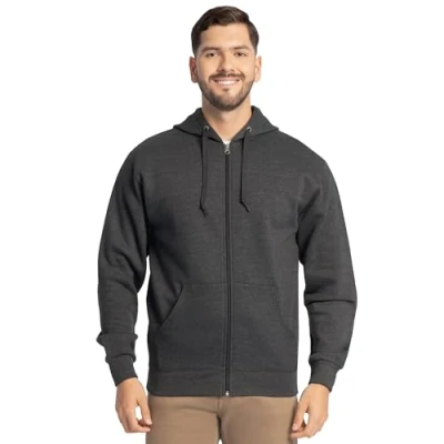 Image of Fruit of the Loom Unisex&#039;s Eversoft Fleece Hoodies, Full Zip, Moisture Wicking &amp; Breathable, Sizes S 4x Shirt, Black Heather Pullover, Medium