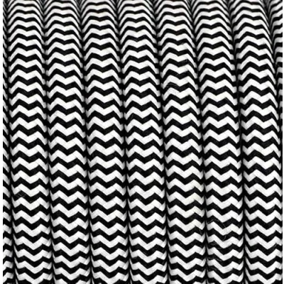 Image of 33FT 10 Metres 2 Core Braided Textile Cable Vintage Fabric Pendulum Lamp 2x0.75mm² x 0.75 mm² Black White 40 Round