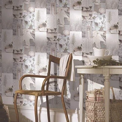 Image of Arthouse Retreat Collage Pattern Photo Leaf Wood Roses Wallpaper 669500