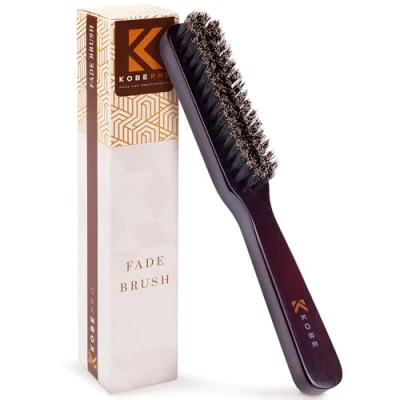 Image of Kobe Professional Men&#039;s Beard and Fade Brush Men’s Boar Bristle Hair Brush/Beard For Fading &amp; Moustache Styling (Stewart)