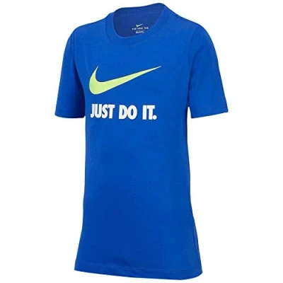 Image of Nike Unisex Kids B Nsw Tee Jdi Swoosh T shirt, Game Royal/Volt, XL