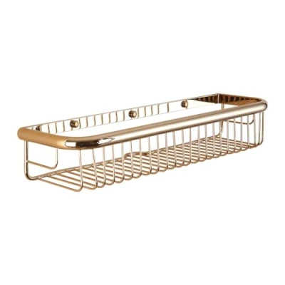 Image of Beelee Wall Mounted 17.72 Inch Bathroom Shower Caddy Bath Rectangular Storage Basket Shelf, Polished Gold Finish