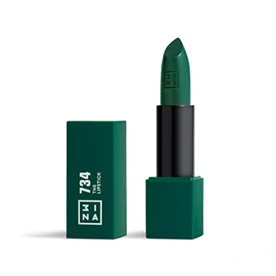 Image of 3INA MAKEUP the Lipstick 734 Green with Vitamin E &amp; Shea Butter to Nourish Lips Long Lasting Lip Colour Matte Finish and Creamy Texture Vegan Cruelty Free