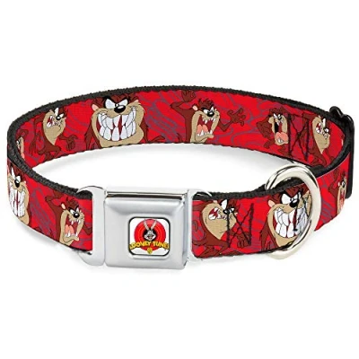 Image of Buckle Down DC WLTMM004 WL 18 32&quot; &quot;LTA Looney Tunes Logo White Dog Collar, Wide Large