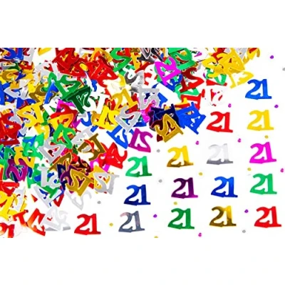 Image of 28g Multicolour 21st Birthday Confetti Foil Metallic Glitz Table Scatter Sprinkles Age Bday Party Decorations
