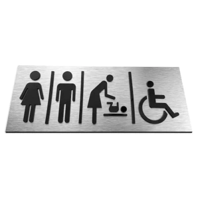 Image of ALÚMADESIGNCO Toilet Signage Bathroom door sign Unisex WC Signs All Gender Restroom Plaque 100 x 260 mm Easy To Install