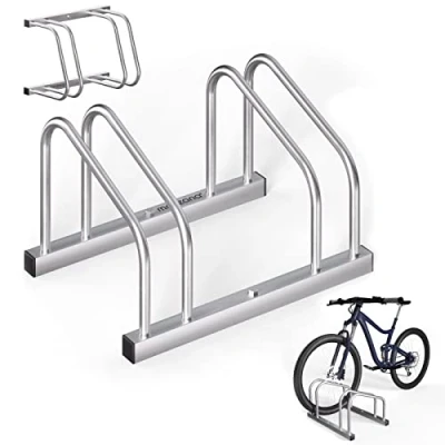 Image of MONZANA® Bicycle Stand For 2 Bicycles 30 65mm Tyre Width 37cm Wheel Spacing Stands Multi Bikes Freestanding Floor Or Wall Mountable Cycle Rack Galvanised Secure Parking Storage