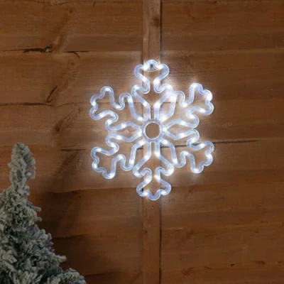Image of 30cm Snowflake Christmas Hanging Window Light Cool White Xmas Indoor Outdoor Festive Decorations