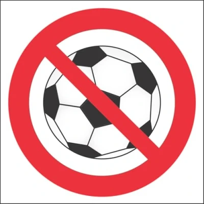 Image of V Safety 51015AT R&#039;No Ball Games Logo&#039; Sign, Square, 200 mm x (Pack of 3)