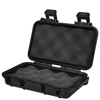 Image of VGEBY1 Waterproof Shockproof Box, Box Dry Storage Hard Plastic Protective Grip Carry Touch Phone Case + Foam Handle for Fishing Camping Hiking (Small Black)