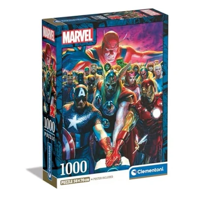 Image of Clementoni Marvel The Avengers Puzzle 1000 Pieces, Poster Included, Superhero Puzzle, Adult Fun, Made in Italy, 39915, Multi Coloured