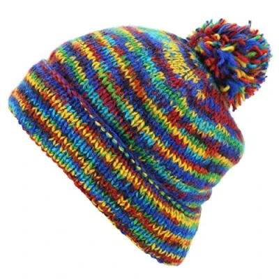 Image of LOUDelephant Chunky Wool Knit Beanie Bobble Hat SD Rainbow