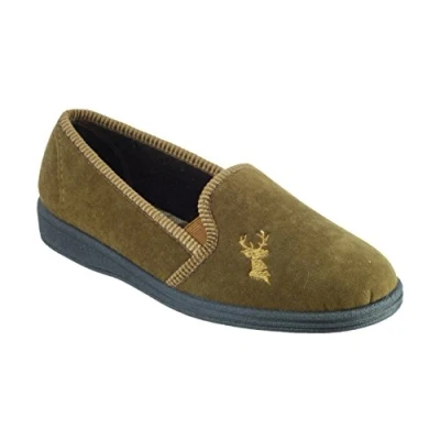 Image of Mirak Mens Stag Slip On Slipper in Tan Size 10 UK Brown