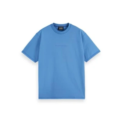 Image of Scotch &amp; Soda Seasonal CORE Front Chest LOGO Basic Tshirt, Men&#039;s, Size: XXL, Lake blue