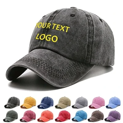 Image of Reuhen Custom Baseball Cap with Embroidery Text Logo and Print Photo,Image, Personalized Adjustable Classic Washed Vintage Trucker Caps Summer Sun Hat for Man Woman