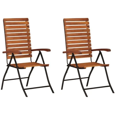 Image of vidaXL 2 pcs Reclining Garden Chairs Solid Acacia Wood