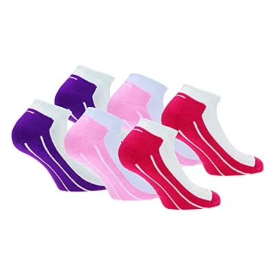 Image of Slazenger 6 Pairs of socks Comfortable women&#039;s sneakers, terry insole, excellent quality combed cotton (Multicolor White (Pink, Purple, Red), 9)