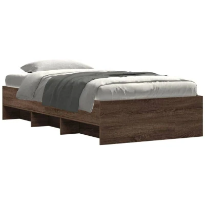 Image of vidaXL Single Bed Frame Brown Oak, Engineered Wood, 90x190 cm, with Storage Drawers