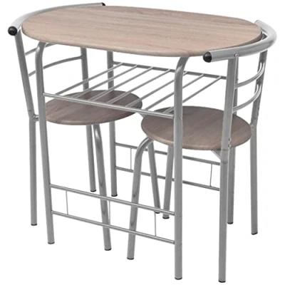 Image of vidaXL Modern Breakfast Bar Set Stylish, Compact &amp; Easy to Assembly MDF Table Stool for Kitchen, Dining Room Brown
