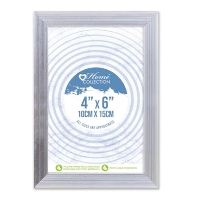 Image of Design GROUP Silver Ribbed Freestanding Wall Mount Picture Photo Frame 4 x 6&#039;&#039;