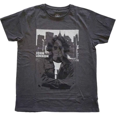 Image of John Lennon T Shirt Denim Skyline Logo Official Mens Charcoal Grey XXL