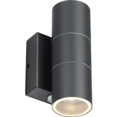 Image of KnightsBridge 230V IP54 GU10 Up and Down Wall Light with Photocell Sensor Anthracite