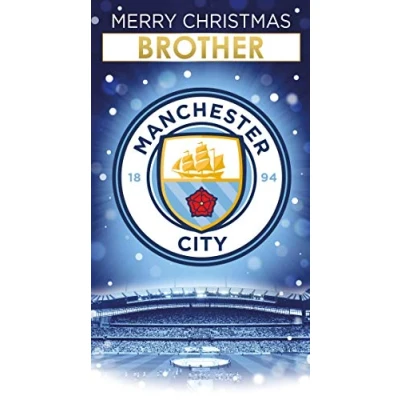 Image of Official Manchester City Christmas Card Personalise the relation with sticker sheet included
