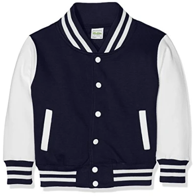 Image of AWDis Boy&#039;s Kids Varsity regular Jacket, Multicoloured (Oxford Navy/White), Size 9 11 (Manufcturer Large)