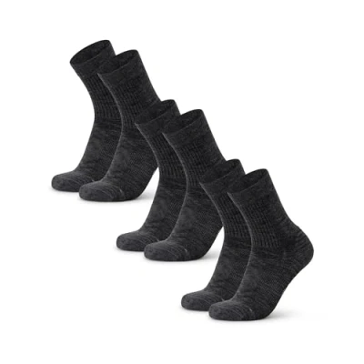 Image of DANISH ENDURANCE Walking Socks Merino Wool Lightweight, Anti Blister Hiking Socks, Breathable Trekking for Men &amp; Women, Unisex, 3 Pack, Grey 5