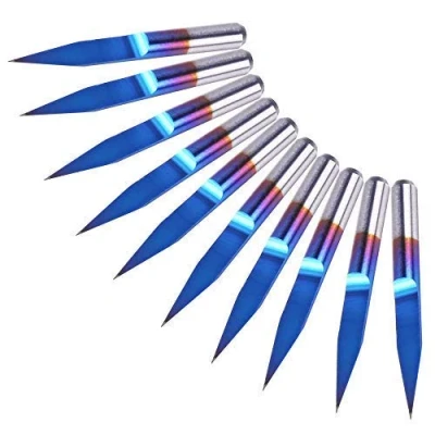 Image of 30 Degree V Groove Bit,0.1mm Carbide PCB Nano Blue Coat Engraving Router Tool Tungsten CNC Bit,1/8 Inch Shank Woodworking
