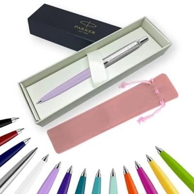 Image of Parker Jotter Ballpoint Pen Handwriting Pens &amp; Stationery Supplies Ideal for Christmas and Gifts Can be Engraved! (Without Engraving, Lilac, Ribbon Gift Box)