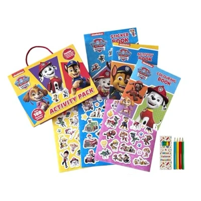 Image of Paw Patrol Activity Pack with Colouring Books, Sticker Book, Pencils &amp; 100 Reusable Stickers.(Perfect for Children Aged 3 8).