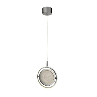 Image of Gyroscope 1 Light LED Ring Pendant Chrome, Crystal Sand 3000K