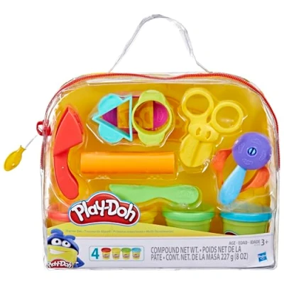 Image of Play Doh Starter Set, 9 Accessories, 4 Cans with Blue, Green, Red, and Yellow Modeling Compound &amp; Travel Bag, Preschool Toys for Boys Girls 3+ Year Old