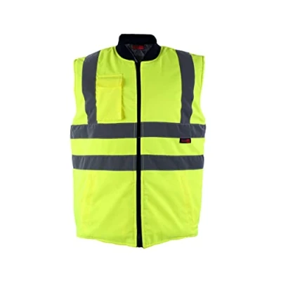 Image of Blackrock Hi Vis Body Warmer Yellow/Navy Reversible Padded Gilet, Quilt Lined, Warm Work For Men Womens, Equestrian Viz Reflective Gilet Security Safety Wear Size Medium
