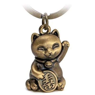 Image of FABACH Keychain Maneki Neko Lucky Cat Pendant Antique Rose Gold