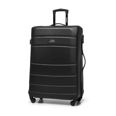 Image of WITTCHEN Travel Suitcase Carry On Cabin Luggage Hardshell Made of ABS with 4 Spinner Wheels Combination Lock Telescopic Handle Globe Line Size Large Black